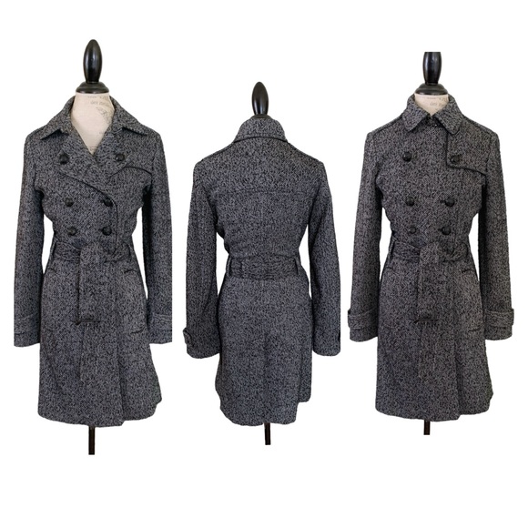 Banana Republic Herring Bone Trench Pea Coat - Picture 1 of 12